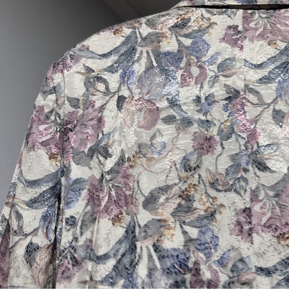 Vintage 80s Pierre Lamonte Floral Metallic Jacquard Blazer Womens Size XL Spring - Picture 12 of 16
